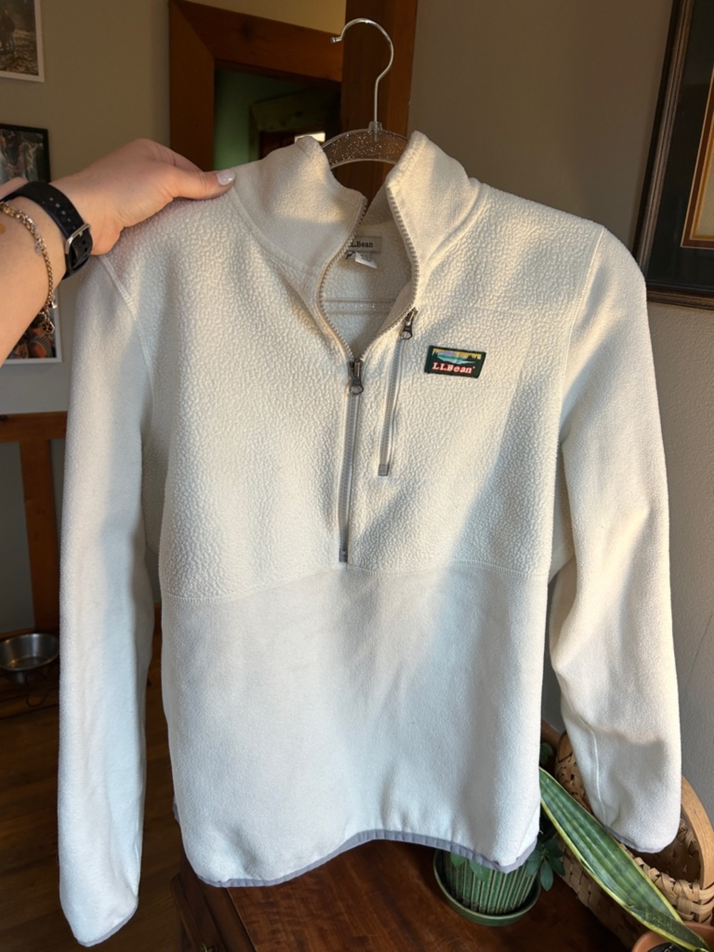 L.L. Bean women’s Cream Half-Zip Fleece Pullover